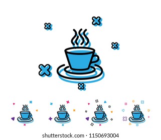 Tea or Coffee line icon. Hot drink sign. Fresh beverage symbol. Line icon with geometric elements. Bright colourful design. Vector
