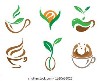 Tea and coffee logo design vector.