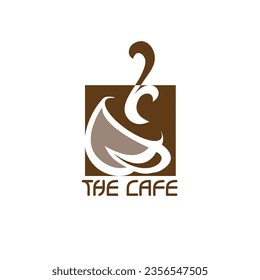 Tea Coffee logo minimalistic bright colors splash green tea, coffee beans smoke modern fresh clean symbol vector