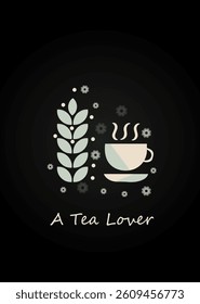 Tea or Coffee lover mobile wallpaper background in black background vector eps 10 wallpaper, fabric, textile cards, covers ,banners ,branding .