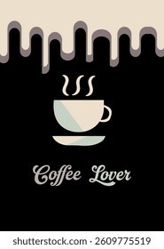 Tea or Coffee lover mobile wallpaper background in black background vector eps 10 wallpaper, fabric, textile cards, covers ,banners ,branding .