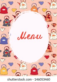Tea and coffee menu template funny design