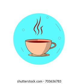 Tea or coffee mug in cartoon flat style isolated on white background