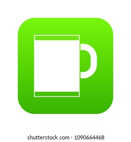 Tea or coffee mug icon digital green for any design isolated on white vector illustration
