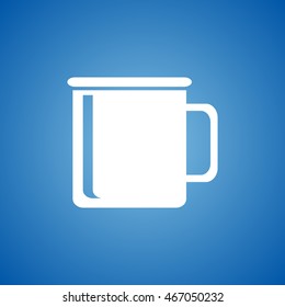 Tea or Coffee Mug Icon on blue color. 