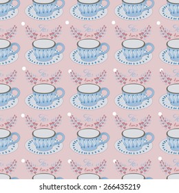 tea coffee mugs  ceramic shabby chic abstract pattern the background vector