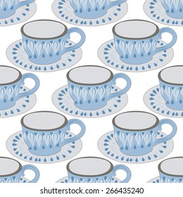 tea coffee mugs  ceramic shabby chic abstract pattern the background vector 