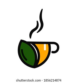Tea or Coffee Mugs Logo in Flat Design Style. Vector isolated illustration on white background