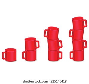 Tea or coffee mugs stacks to represent growth