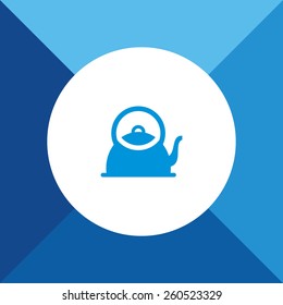Tea or Coffee Pot Icon on Blue Background. Eps-10.