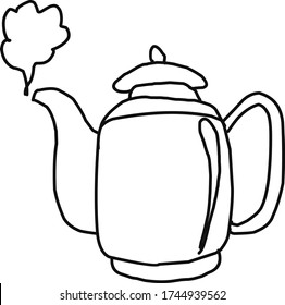 Tea or coffee pot. Single hand drawn doodle vector illustration.