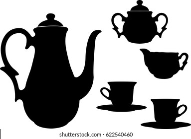 tea or coffee set silhouettes  - vector