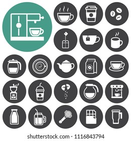 Tea and Coffee shop icons set. Vector illustration.