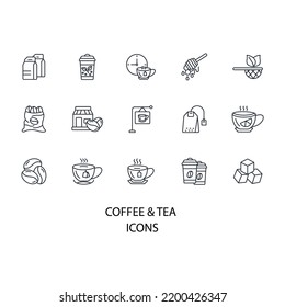 tea coffee shop icons set . tea coffee shop pack symbol vector elements for infographic web
