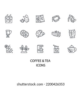 tea coffee shop icons set . tea coffee shop pack symbol vector elements for infographic web