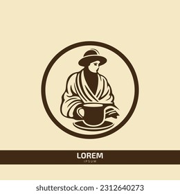 Tea or coffee shop logo girl making coffee vector logo