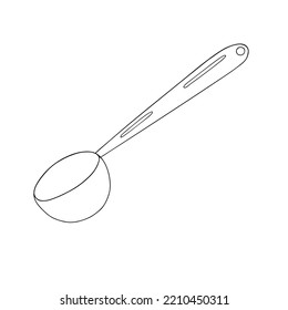 Ilustración vectorial de garrapatas de garrapatas de cuchara de té, café o especias, accesorio de vajilla, imagen en blanco y negro