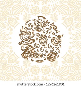 Tea coffee sweets. Vector illustration