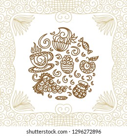 Tea coffee sweets. Vector illustration