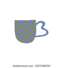 Tea coffee vintage cup. Modern mug decorated with design elements