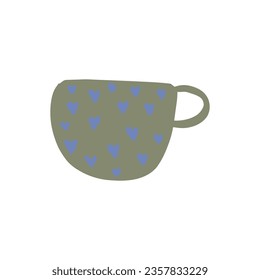 Tea coffee vintage cup. Modern mug decorated with design elements