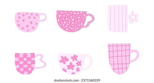 Tea coffee vintage cup. Modern mug decorated with design elements