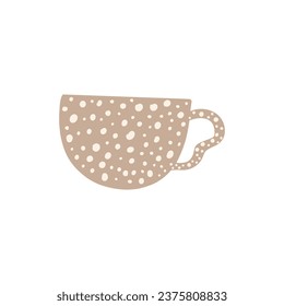 Tea coffee vintage cup. Modern mug decorated with design elements