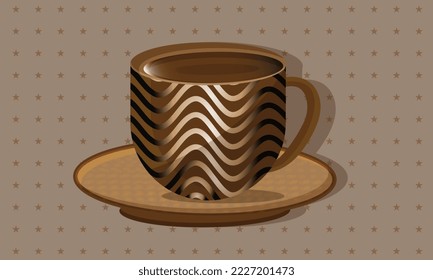 Tea coffee vintage cup set vector illustration. Cartoon vintage teacup collection for English afternoon tea ceremony party or breakfast, retro flower, pattern on cup and mug