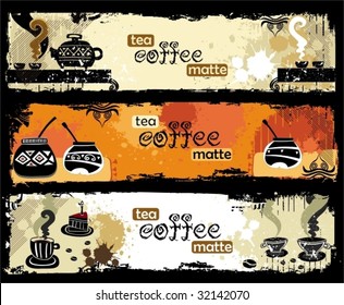 Tea, coffee, yerba mate  banners. To see similar, please VISIT MY PORTFOLIO

