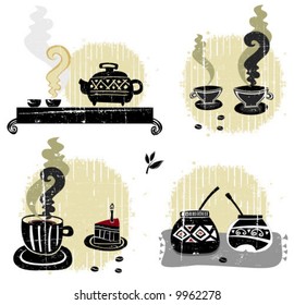 Tea, coffee, yerba mate - graphic set of design elements.
To see more tea sets, please visit my gallery.