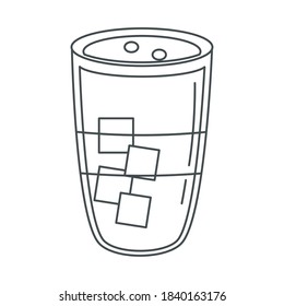 tea, cold fresh glass cup tea line icon style vector illustration