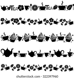 Tea. Collection of design elements isolated on transparent background. Vector illustration 