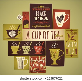 tea collection. vector illustration