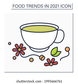 Tea color icon. Home herbs tea. Organic drink. Health care. Food trends concept. Isolated vector illustration
