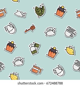 Tea concept icons pattern