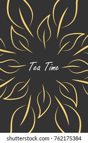 Tea concept with pattern and an inscription.  Tea package on dark background.  Vector illustration design.
