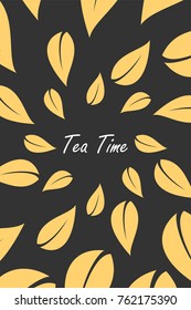 Tea concept with pattern and an inscription.  Tea package on dark background.  Vector illustration design.