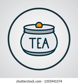 Tea container icon colored line symbol. Premium quality isolated jar element in trendy style.