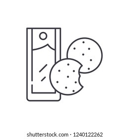 Tea with cookies line icon concept. Tea with cookies vector linear illustration, symbol, sign