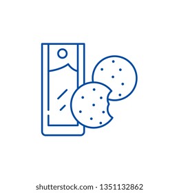 Tea with cookies line icon concept. Tea with cookies flat  vector symbol, sign, outline illustration.