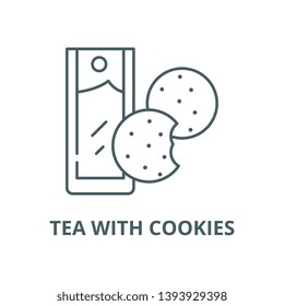 Tea with cookies vector line icon, linear concept, outline sign, symbol