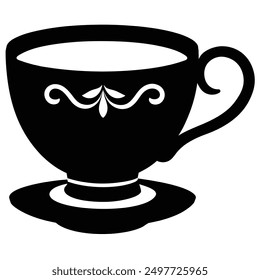 The tea coup silhouette vector art