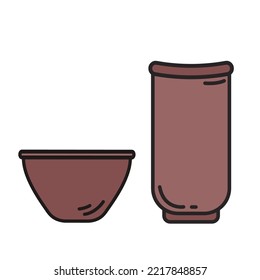 Una pareja de té para la ceremonia del té. Estilo Doodle