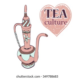 Tea culture illustration. Indian teapot.