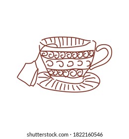 Tea cup abstract sketch. Vector illustration