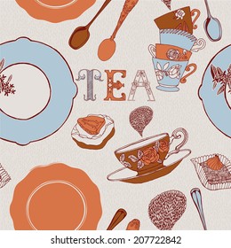 tea cup background with spoon,vector illustration