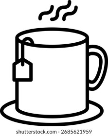 Taza de té con el icono de la bolsa de té