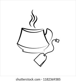Tee-Cup und Teebeutel-Symbol Vektorgrafik