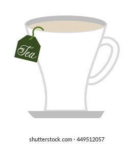 tea cup with bag  isolated icon design, vector illustration  graphic 