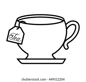 tea cup with bag  isolated icon design, vector illustration  graphic 